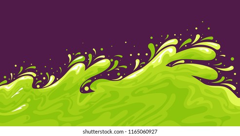 vector image of green liquid substance from the spray and waves