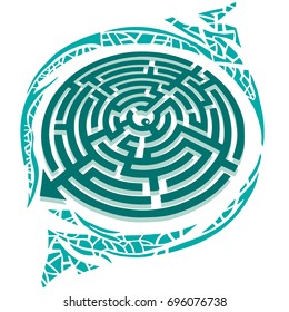 Vector image of a green maze on a white background