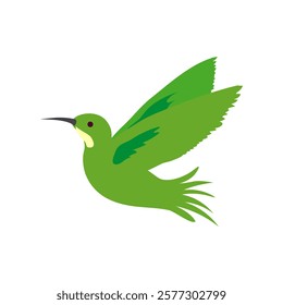 Vector image of a green sparrow flying, cool and simple