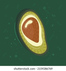 vector image of green vegetables on an abstract background. avocado on a green background.