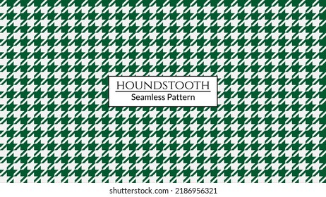 Vector image of green and white large hounds tooth pattern.