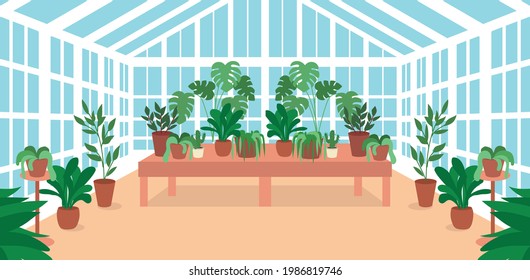 vector image of greenhouse. Growing plants