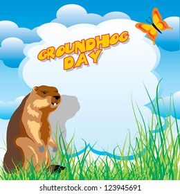 vector image for greeting card of groundhog day