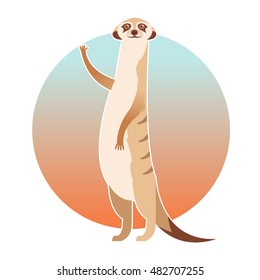 Vector image of the Greeting cartoon meerkat