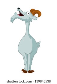 Vector image of grey cartoon funny goat