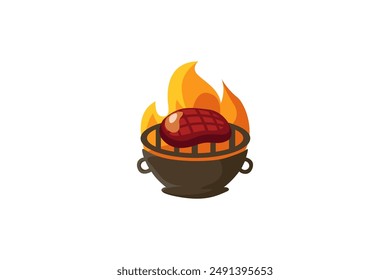 vector image of grilled steak cartoon illustration