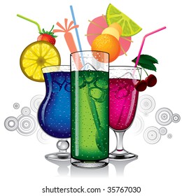 Vector image of group of cocktails