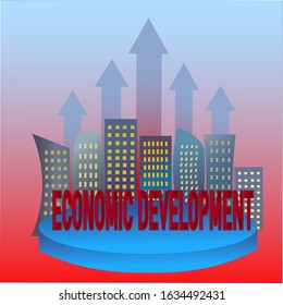 vector image of growing arrows with houses. Can be used for describing concept of economy growth and benefit  