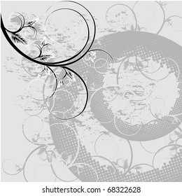 Vector image of grunge floral wallpaper