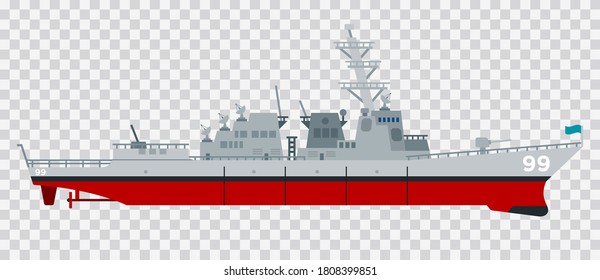 Vector image of an guards missile cruiser vector icon flat isolated