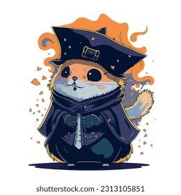 vector image of guinea pig in hat and witch costume