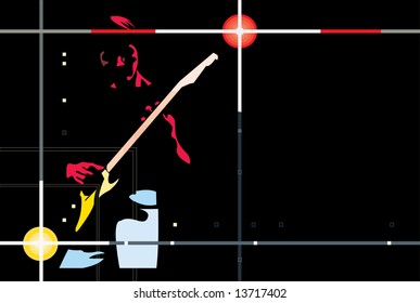 vector image of guitarist with bass guitar