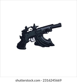 imagen vectorial de una pistola, color negro, fondo blanco.