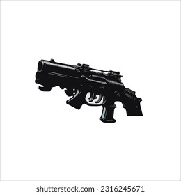 imagen vectorial de una pistola, color negro, fondo blanco.