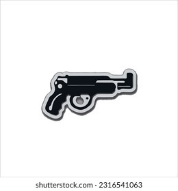 Vector image of a gun, in black color, white background.