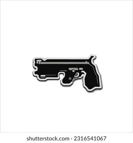 Imagen vectorial de una pistola, en color negro, fondo blanco.