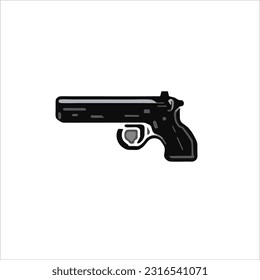 Imagen vectorial de una pistola, en color negro, fondo blanco.