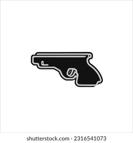 Imagen vectorial de una pistola, en color negro, fondo blanco.