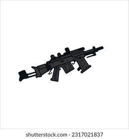 imagen vectorial de arma, cañón largo, color negro, fondo blanco.