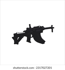 imagen vectorial de arma, cañón largo, color negro, fondo blanco.