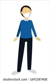 Vektorillustration eines Mannes in einer medizinischen Schutzmaske.