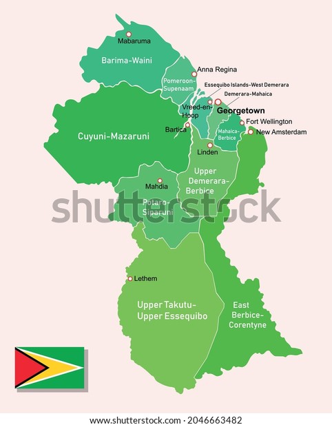 Vector Image Guyana Regions Map Stock Vector (Royalty Free) 2046663482 ...