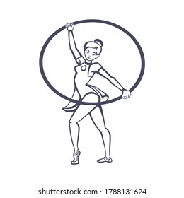 Vector image of a gymnast with a Hoop
