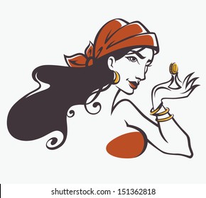 Vector Image Of Gypsy, Attractive Woman