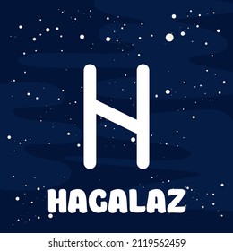 vector image of hagalaz rune on a starry background