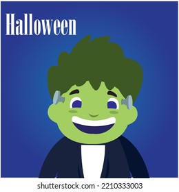 Vektorbild, Salloween-Junge, offen mit blauem Hintergrund