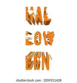 vector image of Halloween lettering in orange color, (this is not made with fonts).