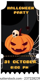 vector image of halloween pumpkin in ticket form
