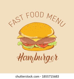 Imagen vectorial de una hamburguesa al estilo de boceto.