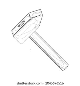 Vector image of a hammer Isolated on white background. Concept. Tool. Outline. EPS 10