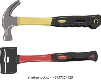 Vector image of hammers for illustration of building tools