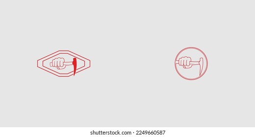 Vector image of a hand clenched with a hammer premium
