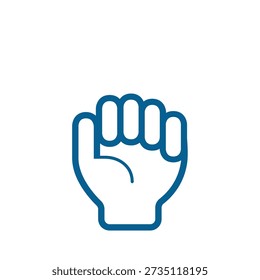Vector image of a hand with a closed fist. Curve lines. Cartoon