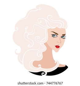 Vector Image with a hand drawn blonde long-haired woman