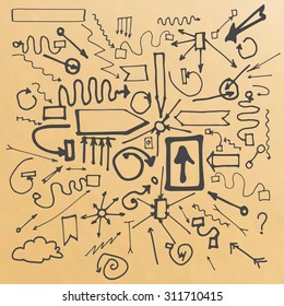 Vector image of Hand drawn simple arrows set
