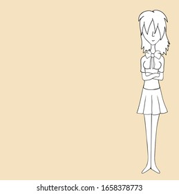 Vector image hand drawn unpainted girl