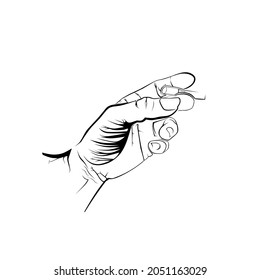 vector image of a hand holding a cigarette.