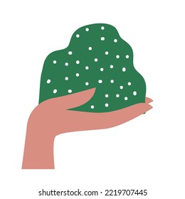 vector image a hand holding earth with white background