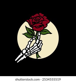 La Imagen de Vector de la mano que sostiene la rosa es perfecta para los propósitos del diseño del logotipo para las compañías de la ropa y otros