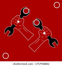 vector image of hand holding wrench