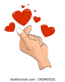 
vector image hand illustration symbol I love you (saranghae) finger heart