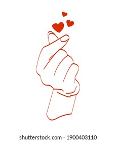 
vector image hand illustration symbol I love you (saranghae) finger heart