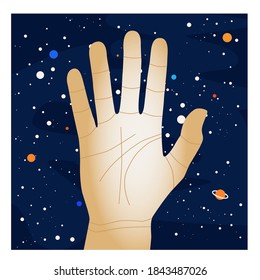 Vector image of a hand for palmistry