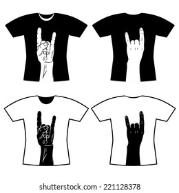 Vector image of a hand with protruding fingers for use on a T-shirt with front and back sides