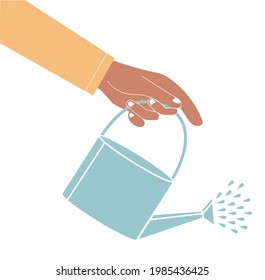 Vector image of a hand with a watering can