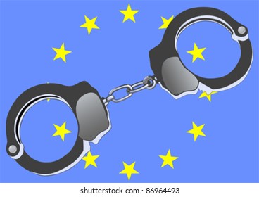 Imagem vetorial das algemas e da bandeira da europa